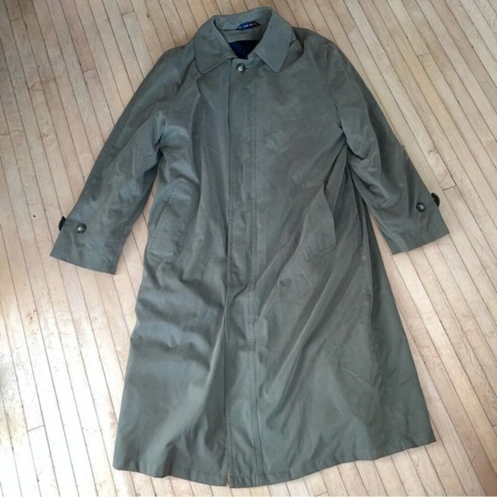 Chaps Ralph Lauren Vintage Trench Coat Olive Green Lined 38R